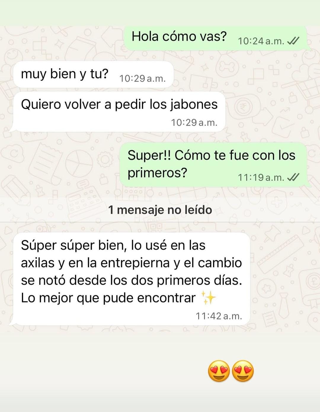 Comentario de clienta por WhatsApp 2